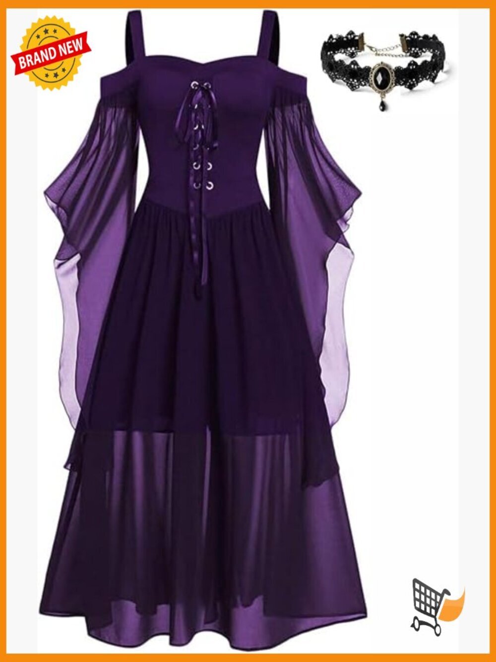Gothic Punk Dress Cold Shoulder Butterfly Sleeve Cosplay Party Dress